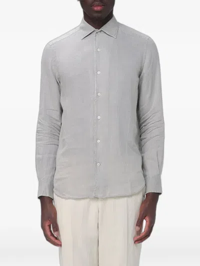 Mc2 Saint Barth Linen Long-sleeve Shirt In Gray