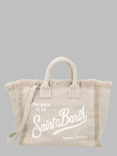 Mc2 Saint Barth Linen Mini Handbag In Neutral