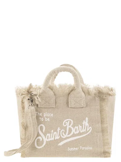 Mc2 Saint Barth Linen Mini Vanity Bag In Natural