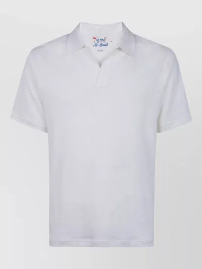 Mc2 Saint Barth Linen Polo Shirt Short Sleeves Design In Multi