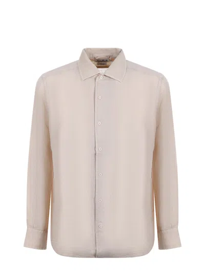 Mc2 Saint Barth Pamplona Button-up Curved-hem Shirt In Neutral
