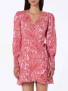 Mc2 Saint Barth Linen Short Wrap Dress Brilly With Paisley Print In Pink
