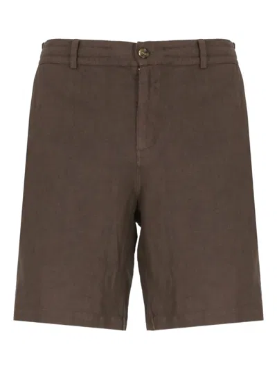 Mc2 Saint Barth Linen Shorts In Brown