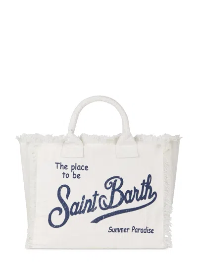 Mc2 Saint Barth Linen Shoulder Bag With Textured Surface In Neutral