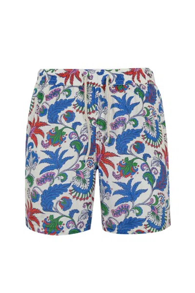 Mc2 Saint Barth Linen Swimsuit With Flower Print In White