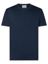 Mc2 Saint Barth Man Linen Jersey T-shirt In Marine Blue