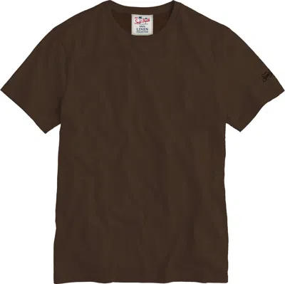 Mc2 Saint Barth Linen T-shirt Ecs0003-00920l In Brown