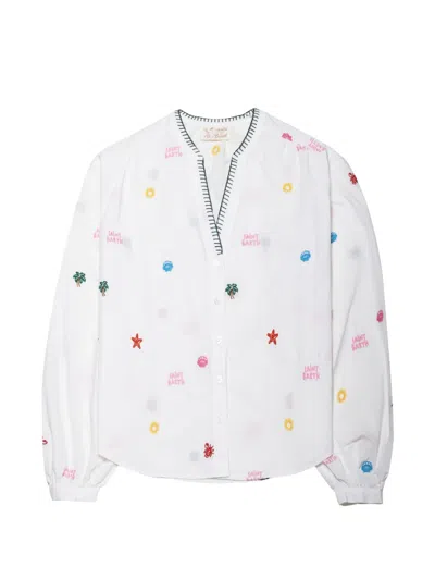 Mc2 Saint Barth Liona Embroidered Blouse In White