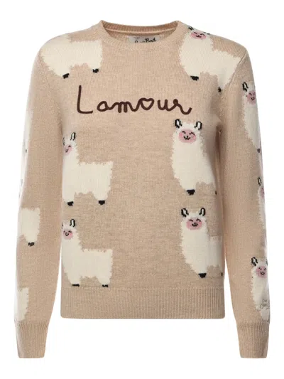 Mc2 Saint Barth Llama-pattern Sweater In Neutral