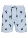 Mc2 Saint Barth Lobster-print Striped Swim Shorts In Blue
