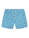 Mc2 Saint Barth Lighting Lobster Print Striped Swim Trunks In Blue