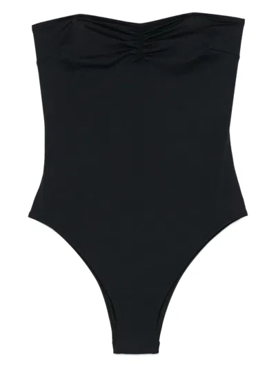 Mc2 Saint Barth Logo-appliqué Swimsuit In Black