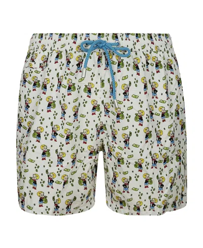 Mc2 Saint Barth Logo Beach Shorts In White