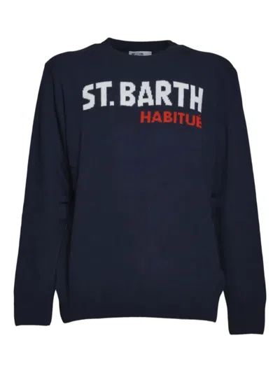 Mc2 Saint Barth Logo Crew-neck Sweater In Blue