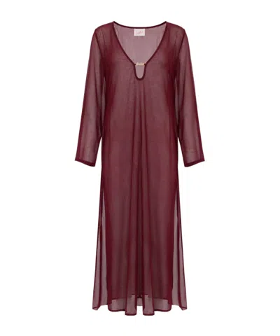 Mc2 Saint Barth Logo Detailed Dress In Burgundy
