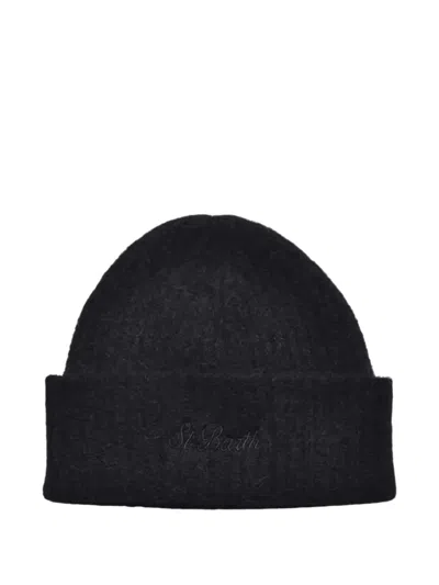 Mc2 Saint Barth Logo-embroidered Beanie Hat In Black