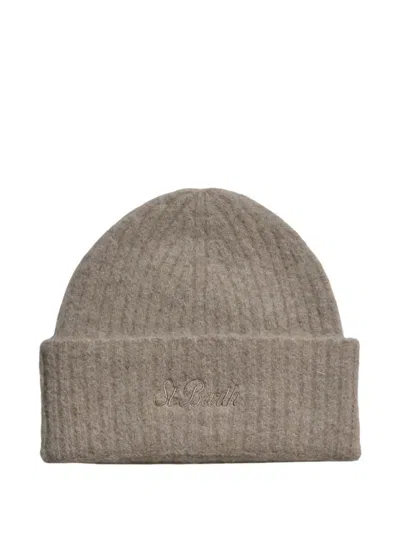 Mc2 Saint Barth Logo-embroidered Beanie Hat In Brown