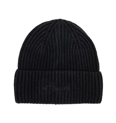 Mc2 Saint Barth Logo Embroidered Beanie  In Black