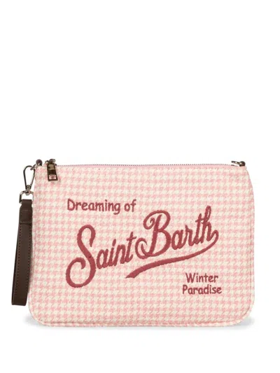 Mc2 Saint Barth Logo-embroidered Clutch Bag In Pink