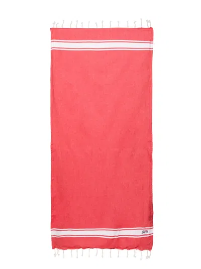 Mc2 Saint Barth Kids' Logo-embroidered Cotton Beach Towel In Red