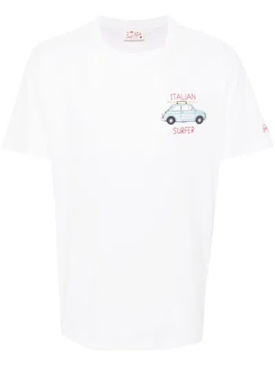 Mc2 Saint Barth Logo-embroidered Cotton T-shirt In 白色