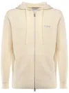 Mc2 Saint Barth Logo-embroidered Knitted Hoodie In Neutrals