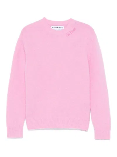 Mc2 Saint Barth Kids' Logo-embroidered Sweater In Pink