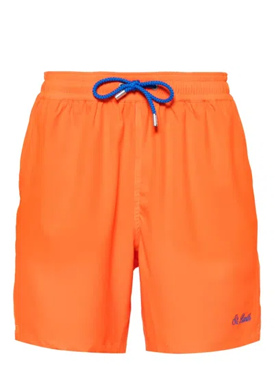 Mc2 Saint Barth Logo-embroidered Swim Shorts In Orange