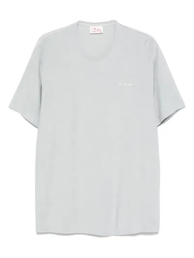 Mc2 Saint Barth Logo-embroidered T-shirt In Gray