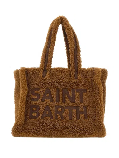 Mc2 Saint Barth Logo-embroidered Teddy Tote Bag In Brown
