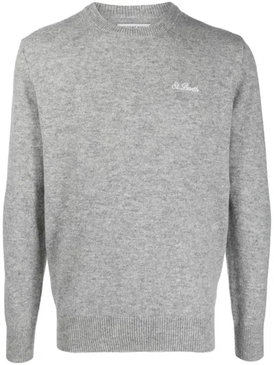 Mc2 Saint Barth Logo-embroidered Wool Jumper In Grey