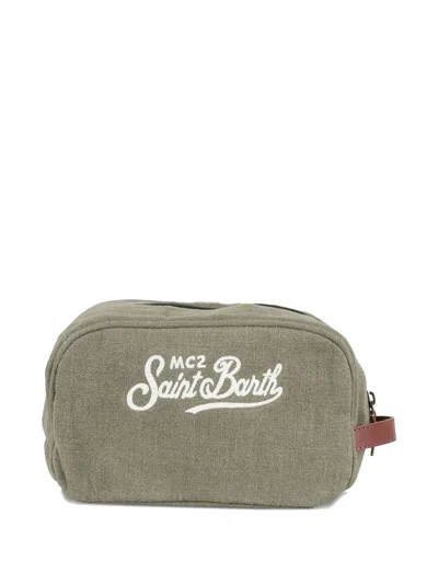 Mc2 Saint Barth Logo-embroidered Zipped Wash Bag In Green