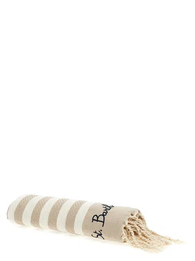 Mc2 Saint Barth Logo Embroidery Beach Towel In Neutral