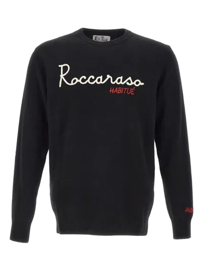 Mc2 Saint Barth Logo-embroidery Crew-neck Sweater In Black