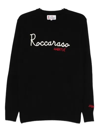 Mc2 Saint Barth Logo-embroidery Crew-neck Sweater In Black