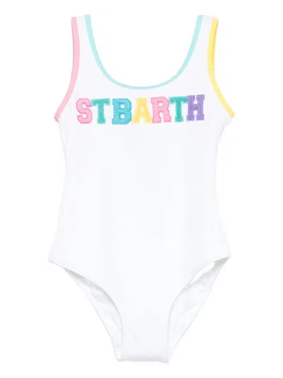 Mc2 Saint Barth Kids' Logo-embroidery Swimsuit In Multi
