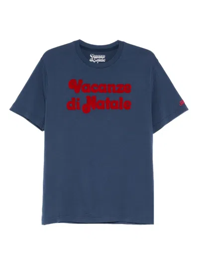Mc2 Saint Barth Logo Flock T-shirt In Blue