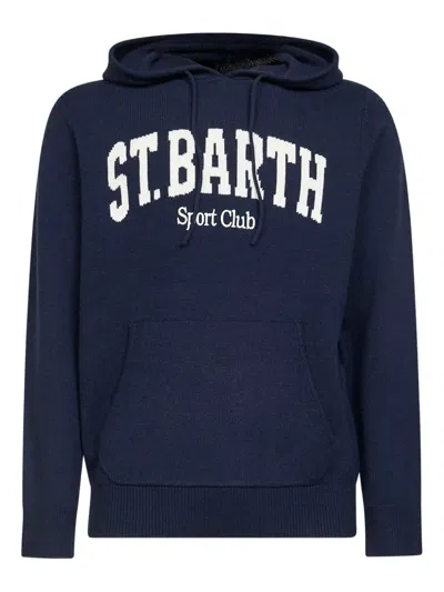 Mc2 Saint Barth Logo-jacquard Hoodie In Blue