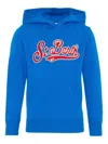Mc2 Saint Barth Logo Knitted Hoodie In Blue