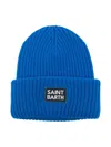 Mc2 Saint Barth Logo-patch Ribbed Beanie In Blue