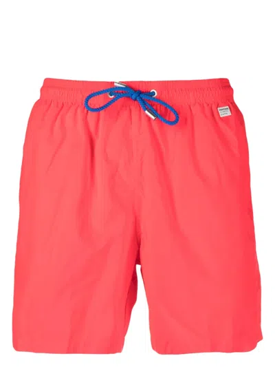 Mc2 Saint Barth Logo-patch Drawstring Swim Shorts In Rot