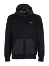 Mc2 Saint Barth Logo Patch Ribbed Zip Hoodie In Black