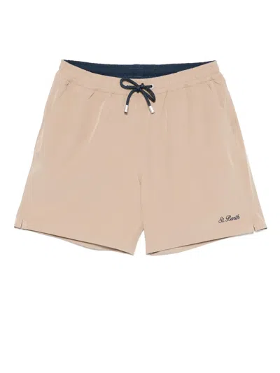 Mc2 Saint Barth Logo-patch Swim Shorts In Neutral