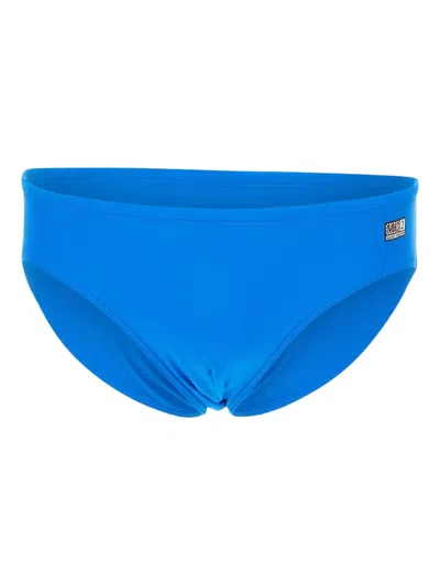 Mc2 Saint Barth Logo-patch Swim Trunks In Blue
