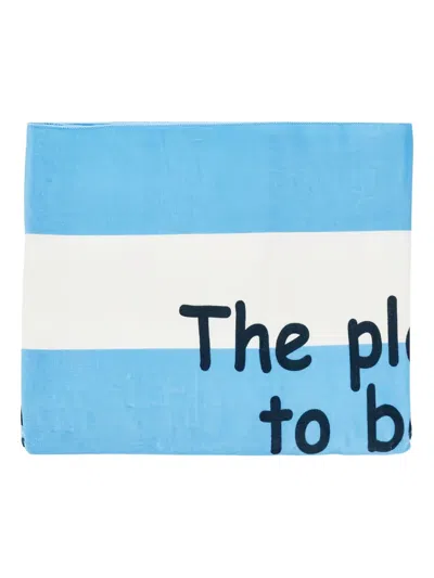 Mc2 Saint Barth Logo-print Beach Towel In Blue