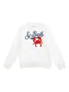 Mc2 Saint Barth Bobby White Crewneck Sweatshirt With Maxi Logo Print On The Front And Logo Patch On The Rear In Cott In White