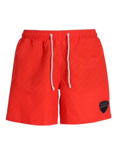 Mc2 Saint Barth Logo-print Swim Shorts In Red