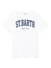Mc2 Saint Barth Man Cotton T-shirt With St. Barth Padel Club Placed Print In White