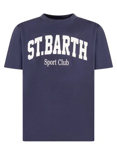 Mc2 Saint Barth Logo Stamp Graphic T-shirt In Blue