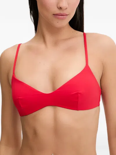 Mc2 Saint Barth Logo-clasp Bikini Top In Red